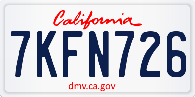CA license plate 7KFN726