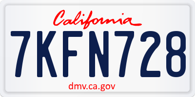 CA license plate 7KFN728
