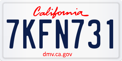 CA license plate 7KFN731