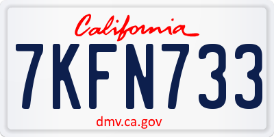 CA license plate 7KFN733