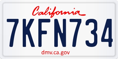 CA license plate 7KFN734