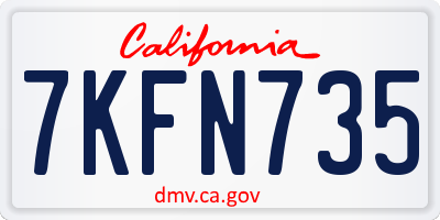 CA license plate 7KFN735