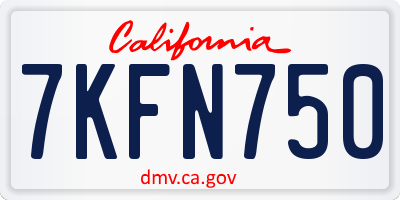 CA license plate 7KFN750