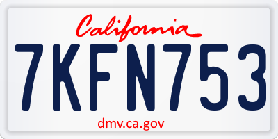 CA license plate 7KFN753
