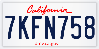 CA license plate 7KFN758