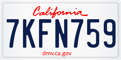 CA license plate 7KFN759