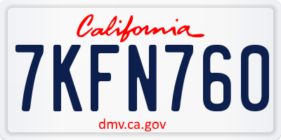 CA license plate 7KFN760