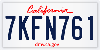 CA license plate 7KFN761