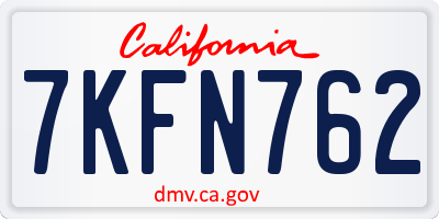 CA license plate 7KFN762