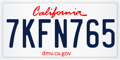 CA license plate 7KFN765