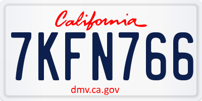 CA license plate 7KFN766