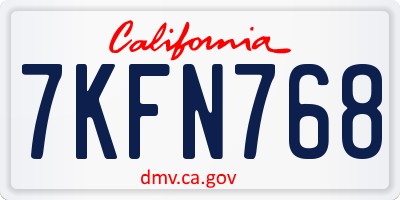 CA license plate 7KFN768