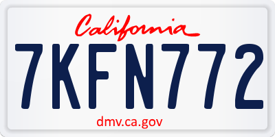 CA license plate 7KFN772