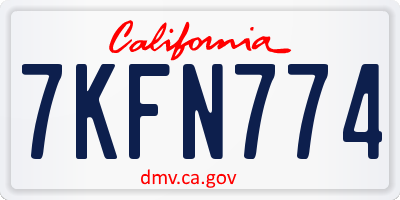 CA license plate 7KFN774