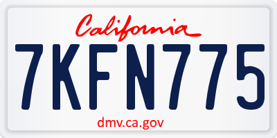 CA license plate 7KFN775