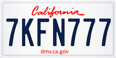 CA license plate 7KFN777