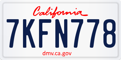 CA license plate 7KFN778