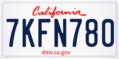 CA license plate 7KFN780