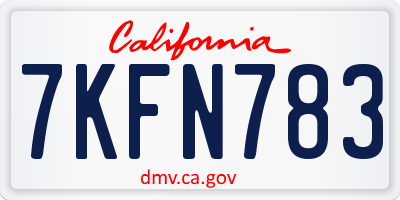 CA license plate 7KFN783