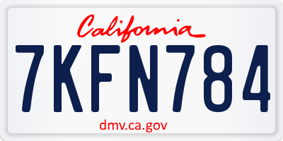 CA license plate 7KFN784