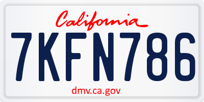 CA license plate 7KFN786
