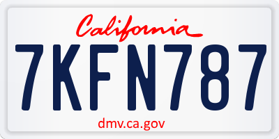 CA license plate 7KFN787