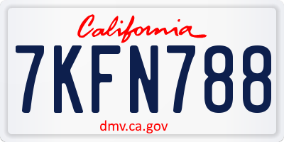 CA license plate 7KFN788
