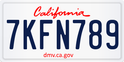 CA license plate 7KFN789