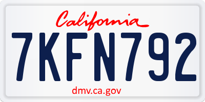 CA license plate 7KFN792
