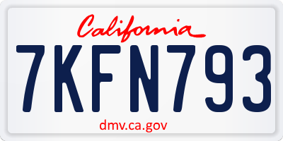CA license plate 7KFN793