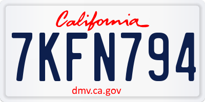 CA license plate 7KFN794