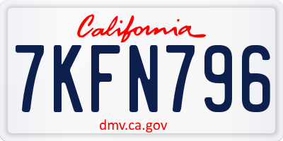 CA license plate 7KFN796