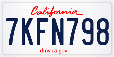 CA license plate 7KFN798