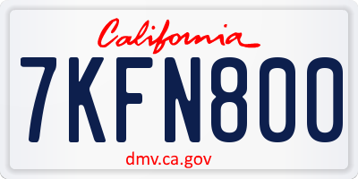 CA license plate 7KFN800
