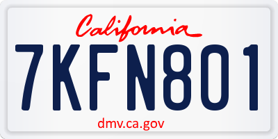 CA license plate 7KFN801