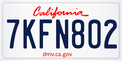 CA license plate 7KFN802