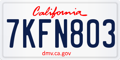 CA license plate 7KFN803
