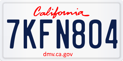 CA license plate 7KFN804