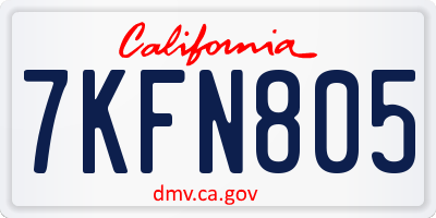 CA license plate 7KFN805