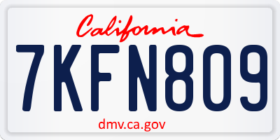 CA license plate 7KFN809