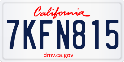 CA license plate 7KFN815