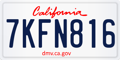 CA license plate 7KFN816