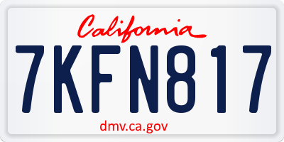 CA license plate 7KFN817