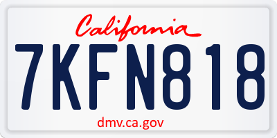 CA license plate 7KFN818