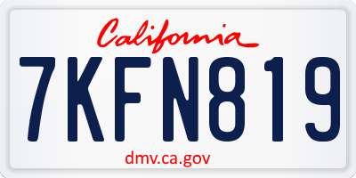 CA license plate 7KFN819