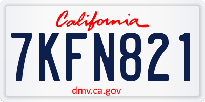 CA license plate 7KFN821