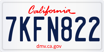 CA license plate 7KFN822