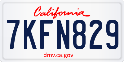 CA license plate 7KFN829