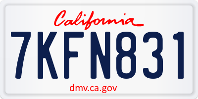 CA license plate 7KFN831