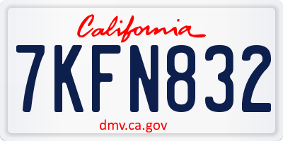 CA license plate 7KFN832